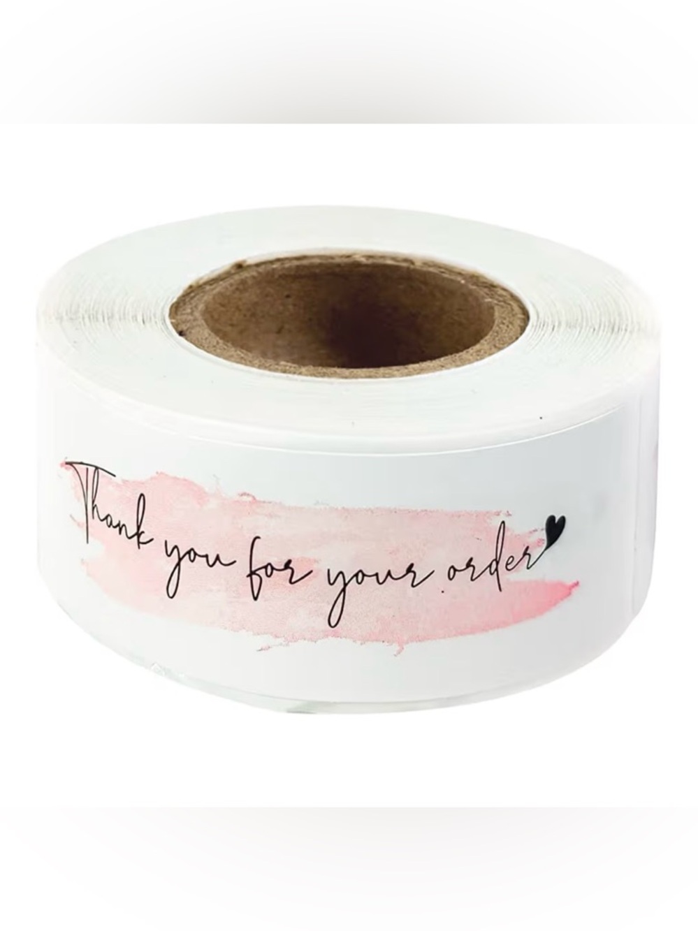 Thank You For Your Order Sticker Roll - Pink Watercolor 1” x 3” - 500 stickers